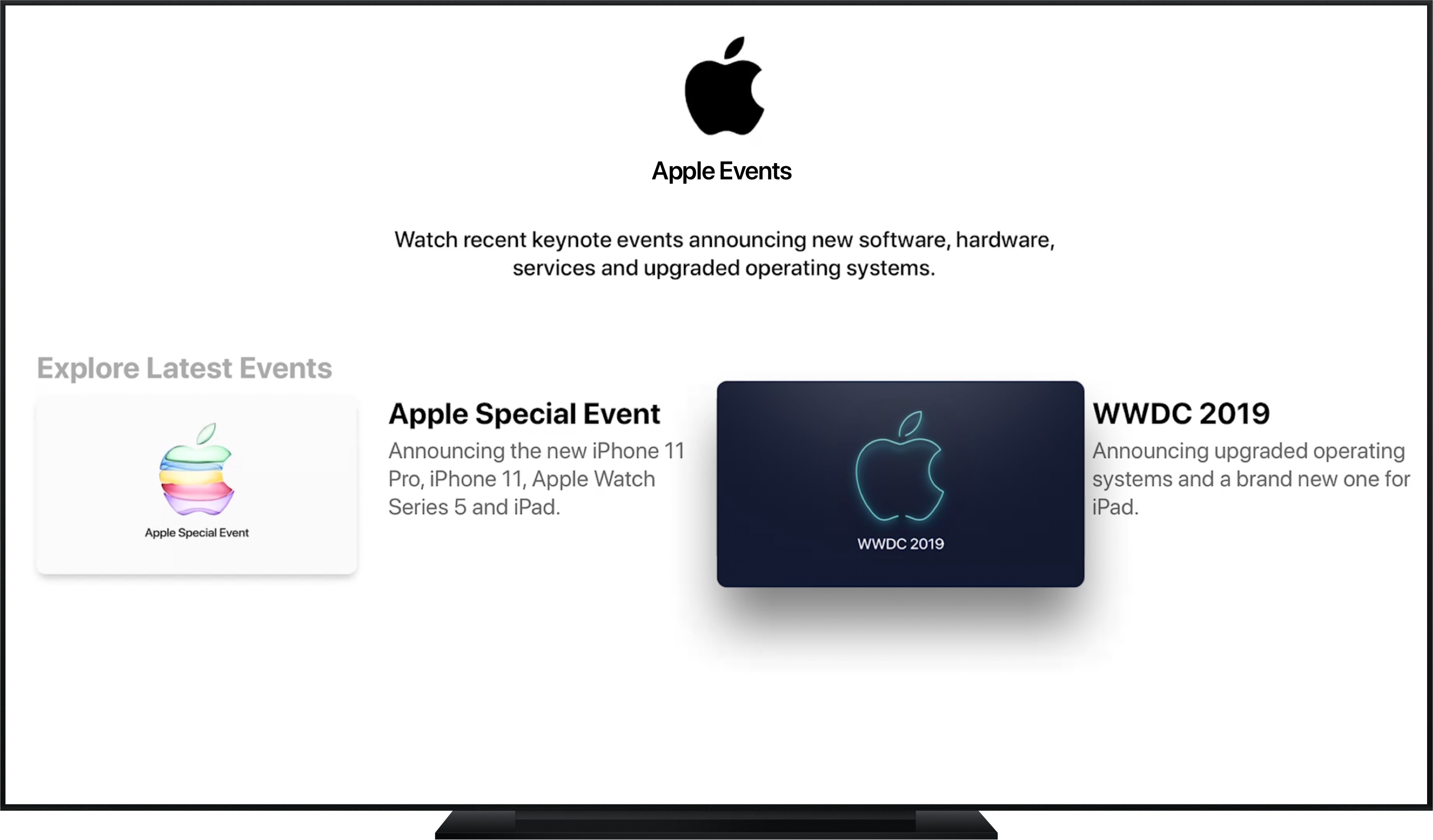 The Apple TV app has a special section dedicated to Apple events