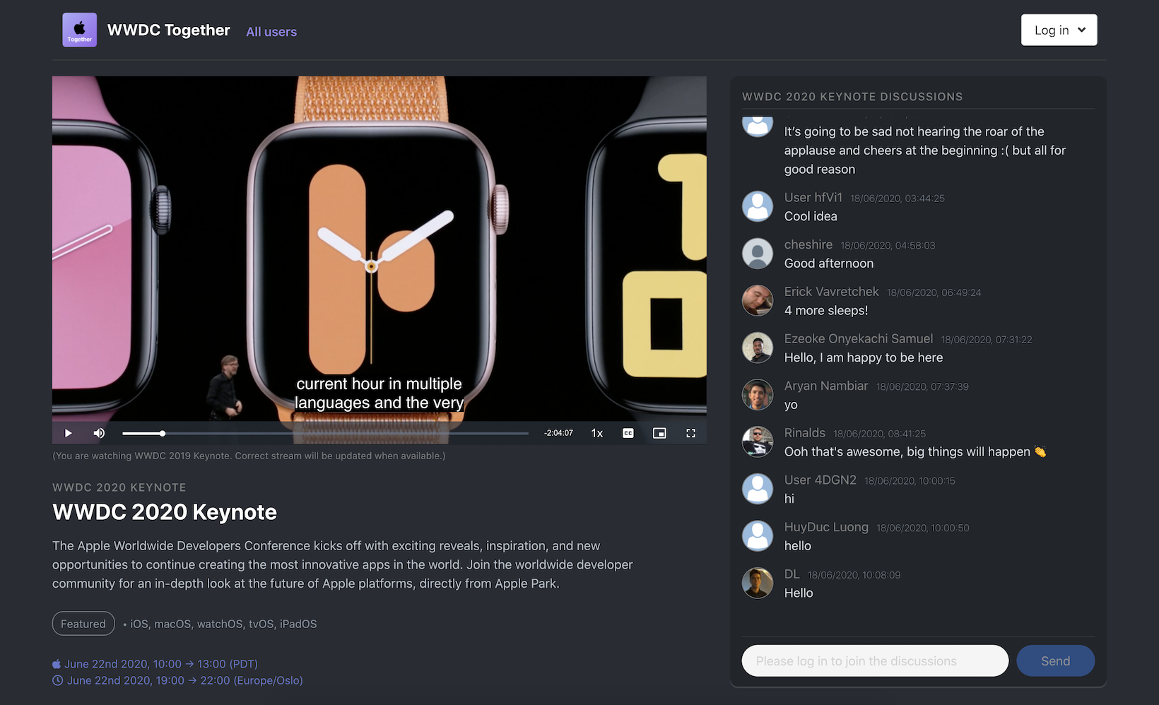 Screenshot of WWDC Together