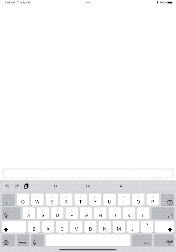 The view on iPad, following the floating keyboard around the screen